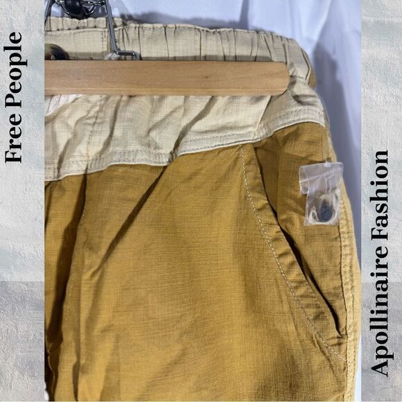 FREE PEOPLE MIXED UP UTILITY PANTS IN TAN COMBO SIZE MEDIUM NEW - Picture 4 of 7